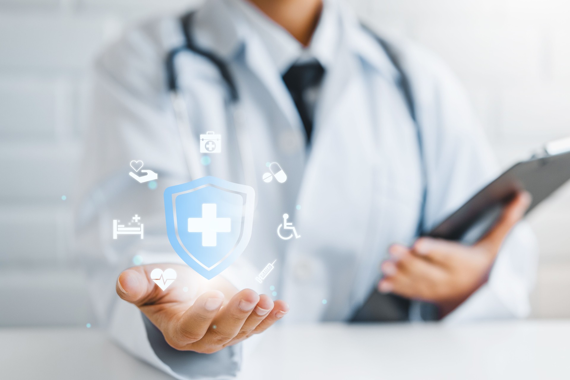 Health insurance concept. Doctor  and healthcare medical icon, health and access to welfare health concept.